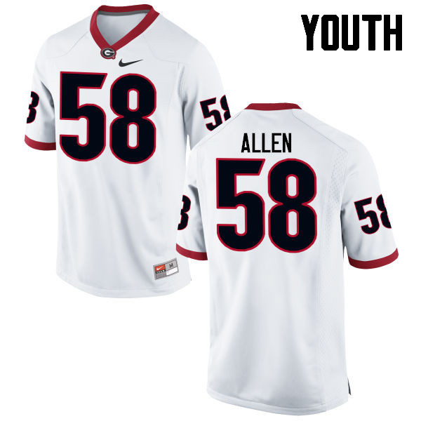 Georgia Bulldogs Youth Pat Allen #58 White Stitched College UGA Football Jersey 23TJ010DO